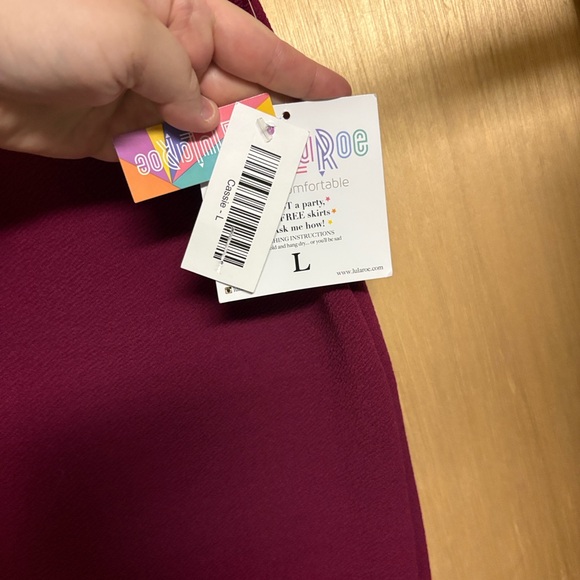 LuLaRoe L Cassie Rich Wine/Fuschia Pencil Skirt - Picture 4 of 7
